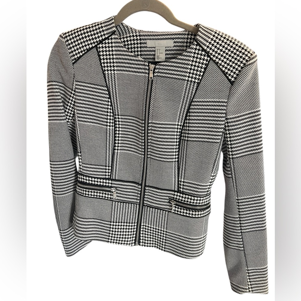 Black and White Plaid Women's Jacket